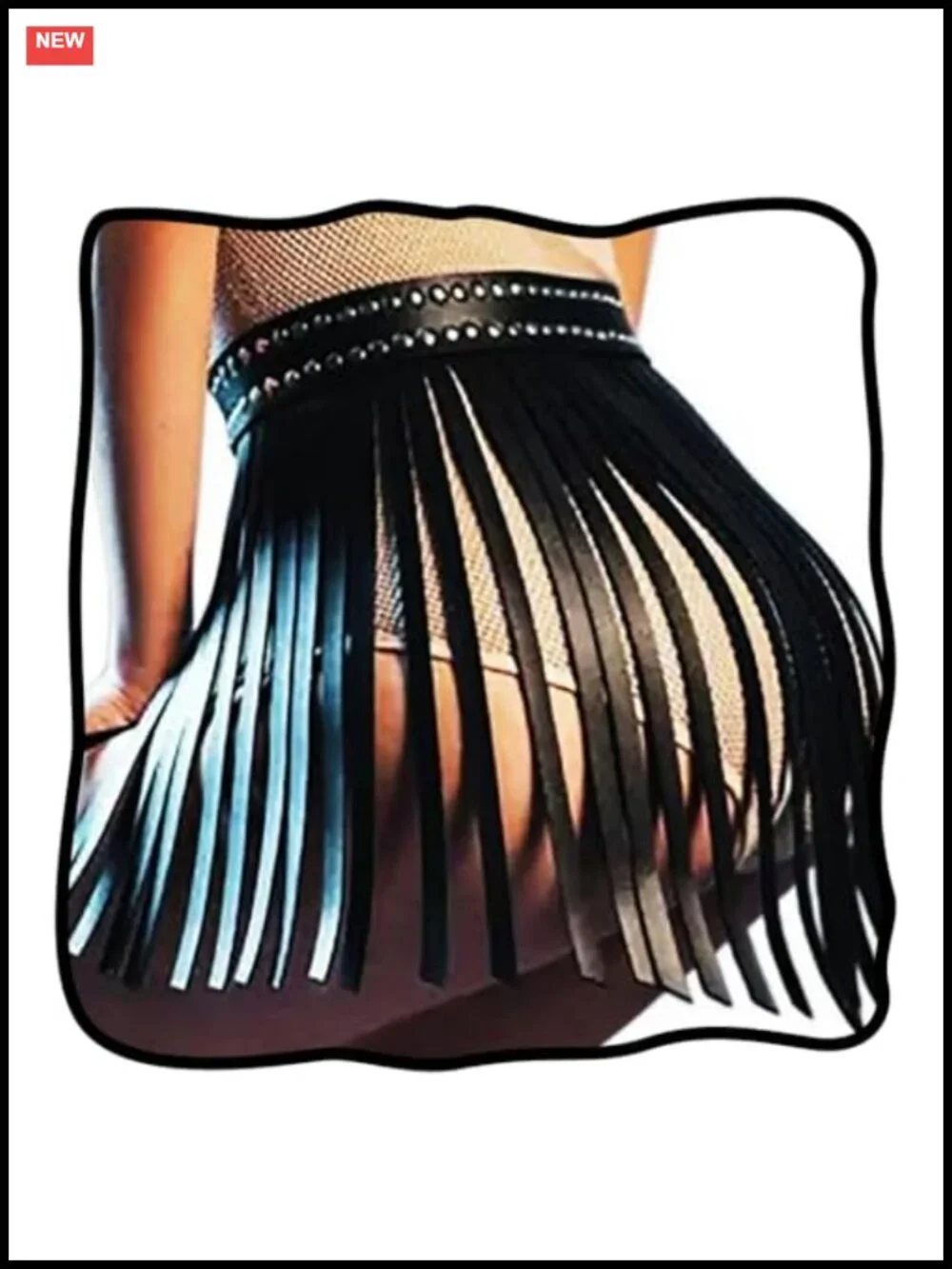 Women's Leather Fringe Belt Skirt Cowgirl Tassel Waistband Festival Costume